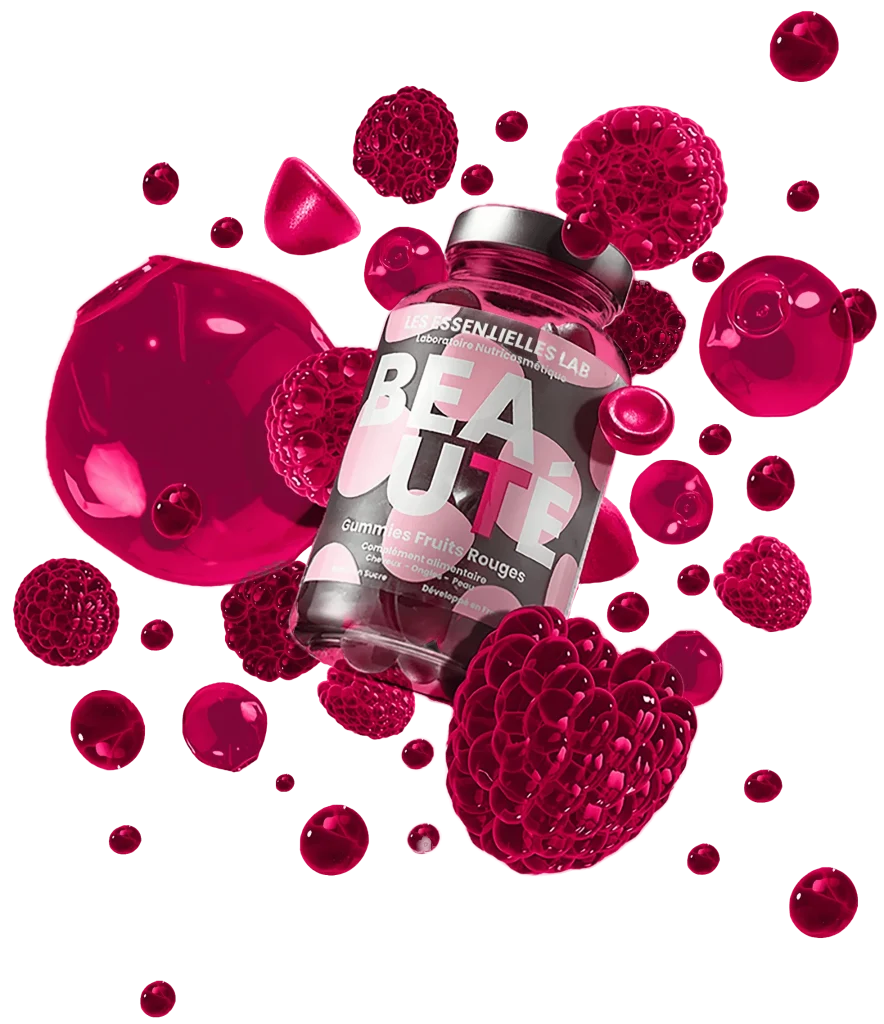 Composition de gummies beauté aux fruits rouges